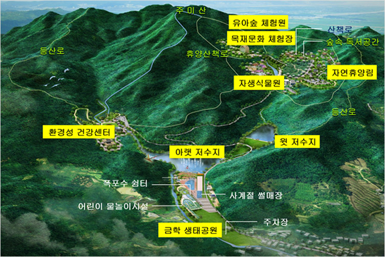 산림휴양마을 조감도 이미지로 자세한 내용은 하단을 참고해주세요.